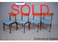 Set of 4 teak chairs in Steelcut 3 fabric | Schionning & Elgaard