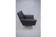 Vintage black leather armchair on chrome swivel base produced 1960s by Danish Cabinetmaker