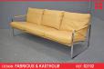 Vintage tan leather 3 seat sofa by Fabricius & Kastholm - view 1