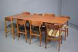 Compact vintage teak dining table with 2 draw leaves - view 9