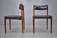 Rosewood and black leather set of 6 rdinign chairs