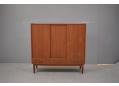 Vintage 1950s Danish highboard in teak with oak legs. SOLD