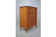 Danish design vintage chest of 6 drawer with solid teak handles and brass locks