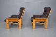 1970s Beech frame armchair with buffalo leather upholstery