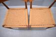 Teak frame dining chair with curved back rest & papercord seat
