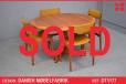 Round teak pedestal leg dining table produced by Danish Mobelfabrik - view 1