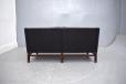 2 seat sofa in black colour leather upholstery with classic box frame. 