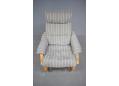 Pale blue fabric upholstered beech frame easy chair