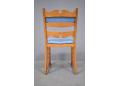 Midcentury Danish side dining chair. Light oak frame with new light blue upholstery