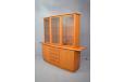 Large teak display cainet with glass doors and cabinet base produced by Skovby