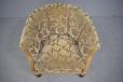 1940s Danish club style armchair in green pattern fabric with carved legs