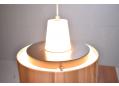 Warm ambient lighting from aluminium & copper pendant made in Denmark. 