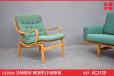 Vintage beech frame armchair with rattan woven back - view 1
