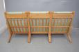 Vintage Danish design 3 seater high back oak frame sofa