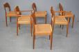 Mogens Kold production set of 6 teak and papercord dining chairs for sale