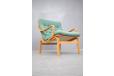 Vintage beech frame armchair with rattan woven back - view 6