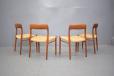 midcentury danish made teak dining chairs model 75 by Niels Otto Moller 