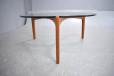 Scandinavian lounge table with teak frame & glass top. Sv. Ellekaer design