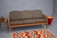 Modern Danish design 3 seater with striped upholstery and slim frame in cherry - view 11