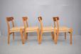 Model CH23 dining chairs in beech and teak with NEW woven papercord seats