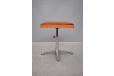 Vintage teak and leather stool with adjustable base - view 2