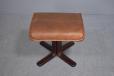 2000s pedistal footstool in brown leather - view 3