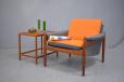 Teak armchair made by Danish furniture producer and fully restored and re-upholstered