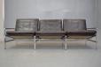 Model Fk6720 3 seater brown leather sofa with chrome frame for sale