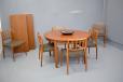 Vintage circular dining table in teak on triangular legs - view 2