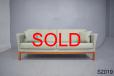 Modern danish 3 seat sofa in pale grey leather upholstery  - view 1