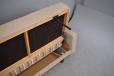 Vintage Danish design sofa bed in originla grey wool upholstery produced by Kaj Oesen