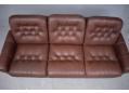 All leather upholstered 1970s 3 seat settee with chesterfield style deep buttons