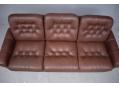 All leather upholstered 1970s 3 seat settee with chesterfield style deep buttons