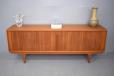 Vintage teak sideboard with tambur doors designed by Bernhard Pedersen model 156
