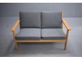 GE265 2 seat sofa in oak designed by Hans Wegner for GETAMA.