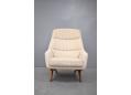 Pale grey fabric upholstered armchair 1958 design by Illum Wikkleso.