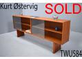 Kurt Ostervig teak display cabinet | Glass sliding doors