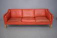 Borge Mogensen design 3 seater sofa in red leather