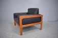 Henry w Klein vintage teak and black leather armchair  - view 2
