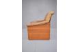 high back vintage armchair with brown buffalo leather upholstery