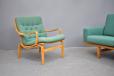 Vintage beech frame armchair with rattan woven back - view 2