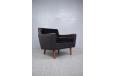 Vintage black leather and velvet armchair with rosewood legs