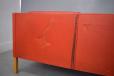 Vintage red leather sofa designed by borge mogensen