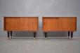 bedside cabinets with sliding doors in vintage teak