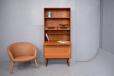 Arne Hovmand Olsen design teak wall unit with bookcase top and drop down writing desk for sale