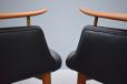 Finn Juhl teak and black leather NV53 Armchair