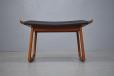 Vintage teak rocking foot stool with black leather upholstery - view 4