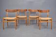 Set of 4 vintage beech frame dining chairs designed by Hans Vegner, 1950