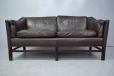 Brown leather 2 seater model 75 sofa by Gunnar Grandt