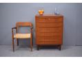 Danish design teak chest of 6 drawers with lipped handles. SOLD